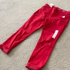 Red old navy rockstar mid rise ankle length pants